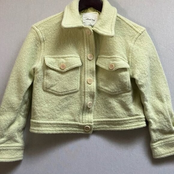 Wilfred Aritzia cropped short Ganna merino wool 3/4 sleevese button jacket Sz S - Picture 1 of 11